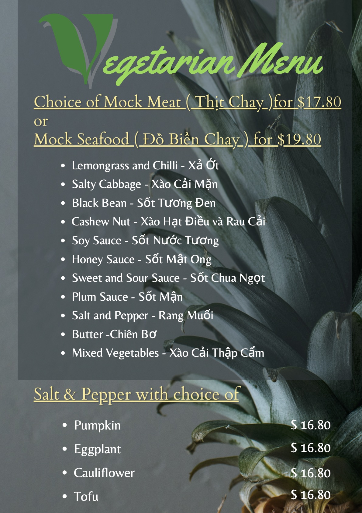 Vegetarian Menu 2/2